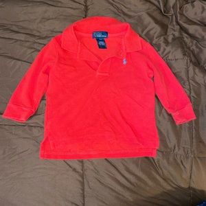 Baby Boy Red Polo Long Sleeve Shirt Size 12 Months